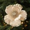 15cm Artificial Poinsettia Glitter Flower Sequin Flannel Fake Christmas Flowers Photography Props 3D Simulation Magnolia