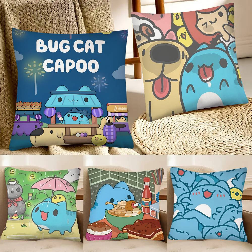 Bugcat Capoo Pillow Case Fashion Square Pillowcase Bedroom Sofa Room Ins Decoration Leisure