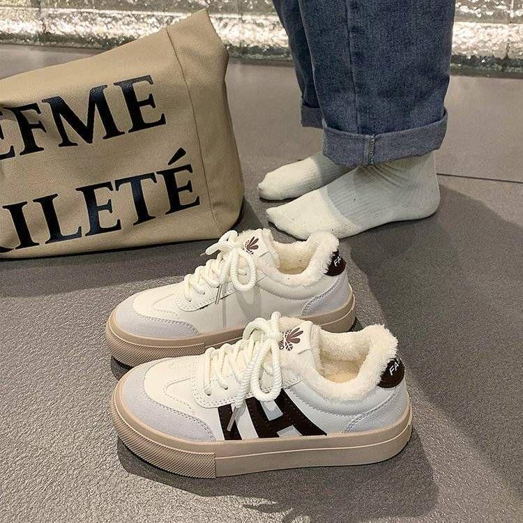 Women's Plus Velvet Thickened Winter Canvas Trainers with Soft Soles