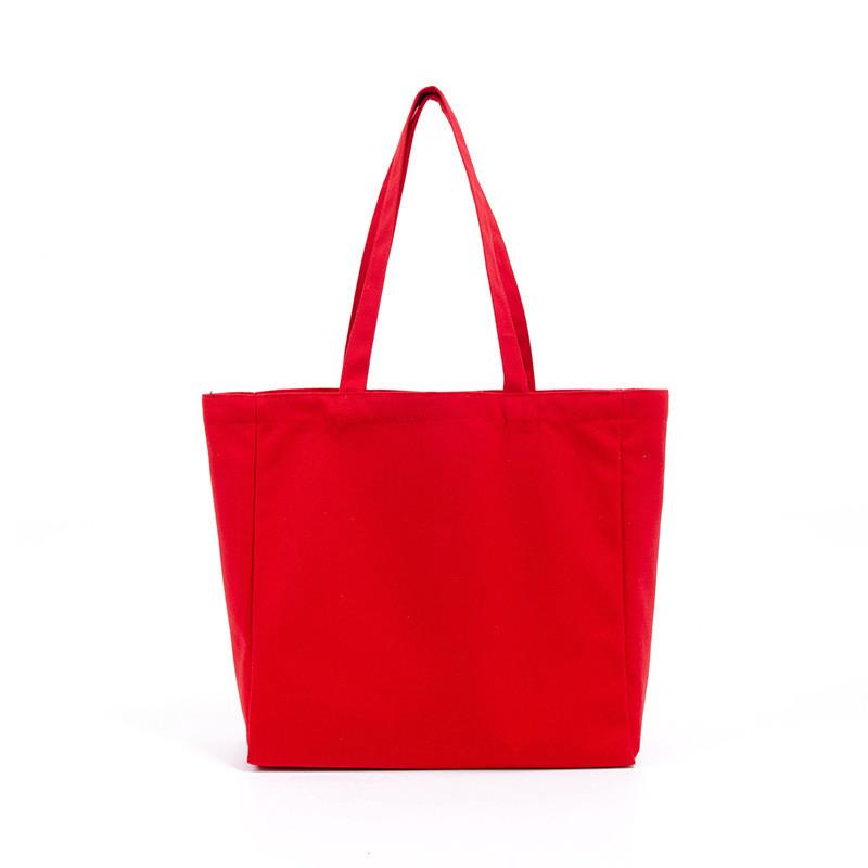 Canvas Tote Bag With Solid Color For Shopping And Gift Use