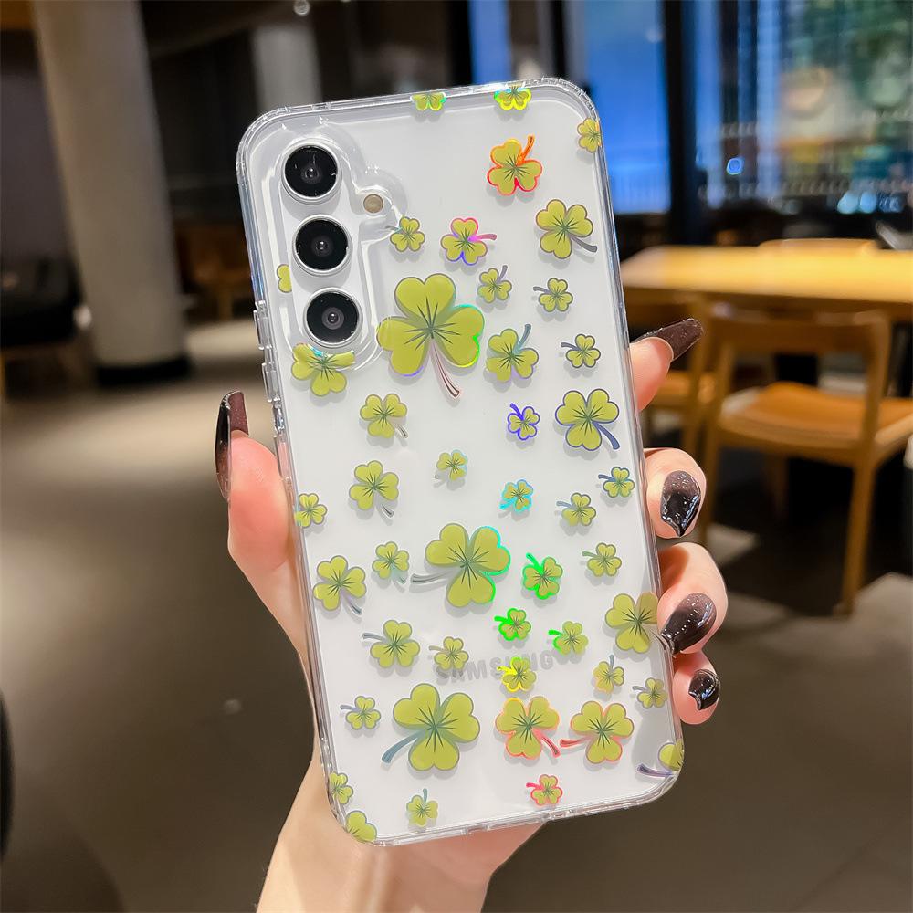 Suitable for Samsung S24 Ultra Mobile Phone Case S23 Laser Flower A55/A15 Electroplated Imd Double Sided Coating Cover