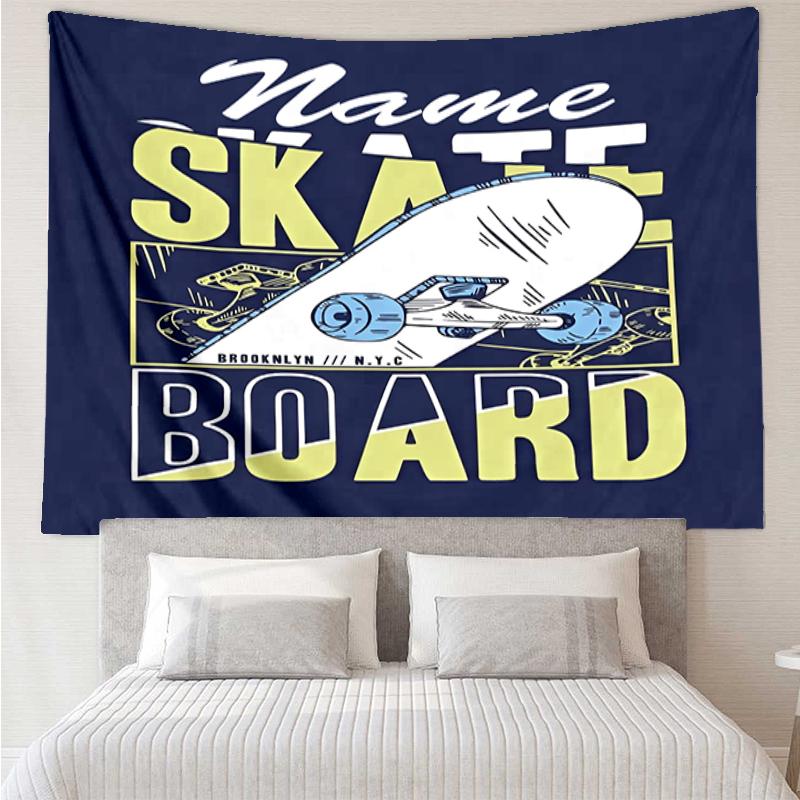 Custom Name skateboard Print Tapestry, Backdrop, Easy Setup, Ideal for Bedroom, Office & Living Room, with Aesthetic Wall Hanging Decor.