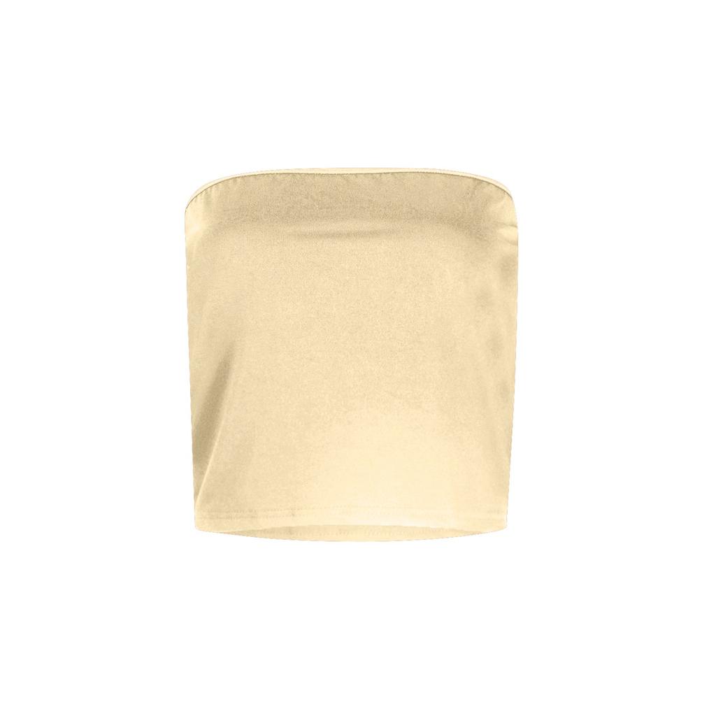 Ärmelloses Bandeau-Top für Damen, einfarbig, trägerloses Bauchnabel-Top, Basic, rückenfreies Bandeau, süßer Sommer