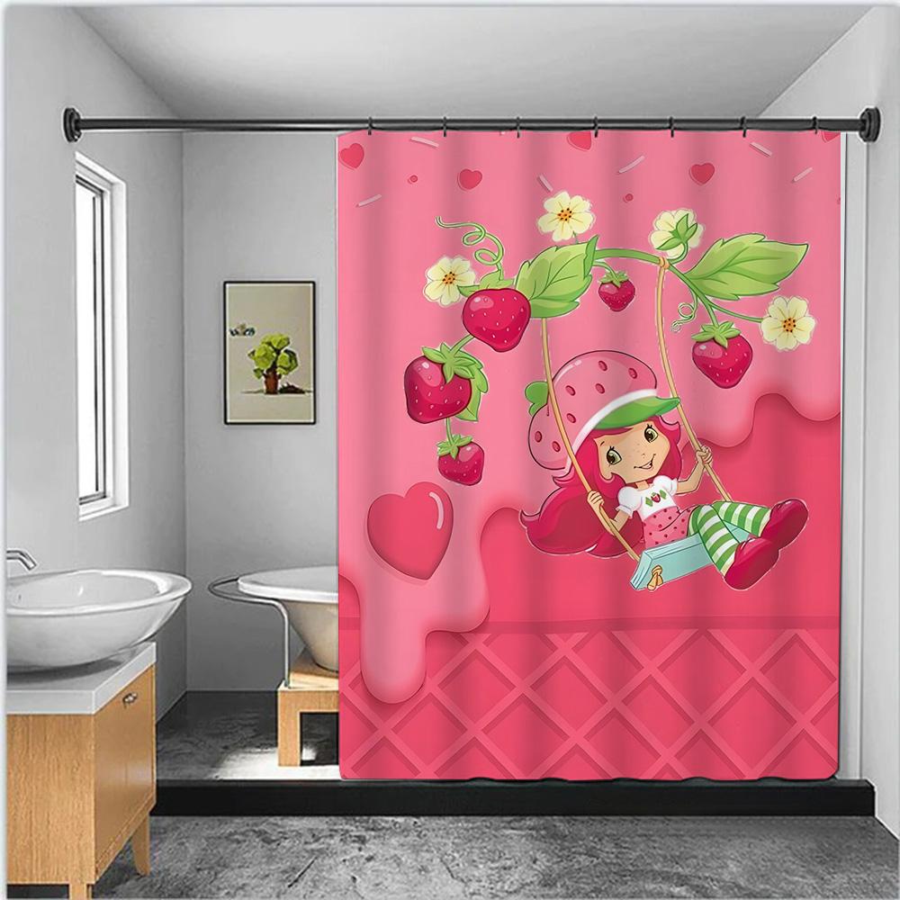 Duschvorhang Wasserdichtes Polyestergewebe Farbe Bunt Badezimmervorhänge Erdbeere Schatz Zuhause Badezimmerdeko Mit Haken