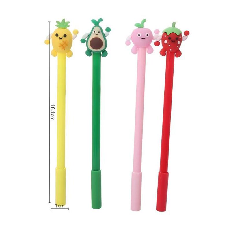4 Pcs Fruit Face Gel Pens Cartoon Shape Writing Tools Comfortable Grip Kids Stationery School Office Supplies
