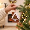 Miniature Cabin Tabletop Decor Plush Christmas House Hanging Ornament, Fabric Gingerbread Pendant with Reusable Festive Scene Accessory Rope,