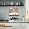 Vintage Kitchen Illustration Decals Cartoon Wall Sticker, Watercolor Decorative Decal, PVC Waterproof Art Retro Decor Mural, Removable for Cabinet