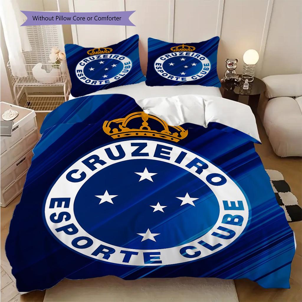 Cruzeiro Esporte Pattern Bedding Quilt Set Quilt Cover Pillowcase Home Decoration Birthday Gift (1 * duvet cover + 2 * pillowcase, without core)