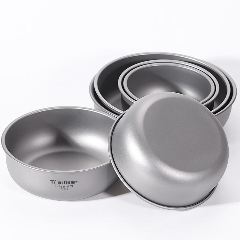 Titanium Cookware Set 360ml-920ml Bowls Camping Tableware Outdoor Picnic Dish Pan Camping Accessories серый