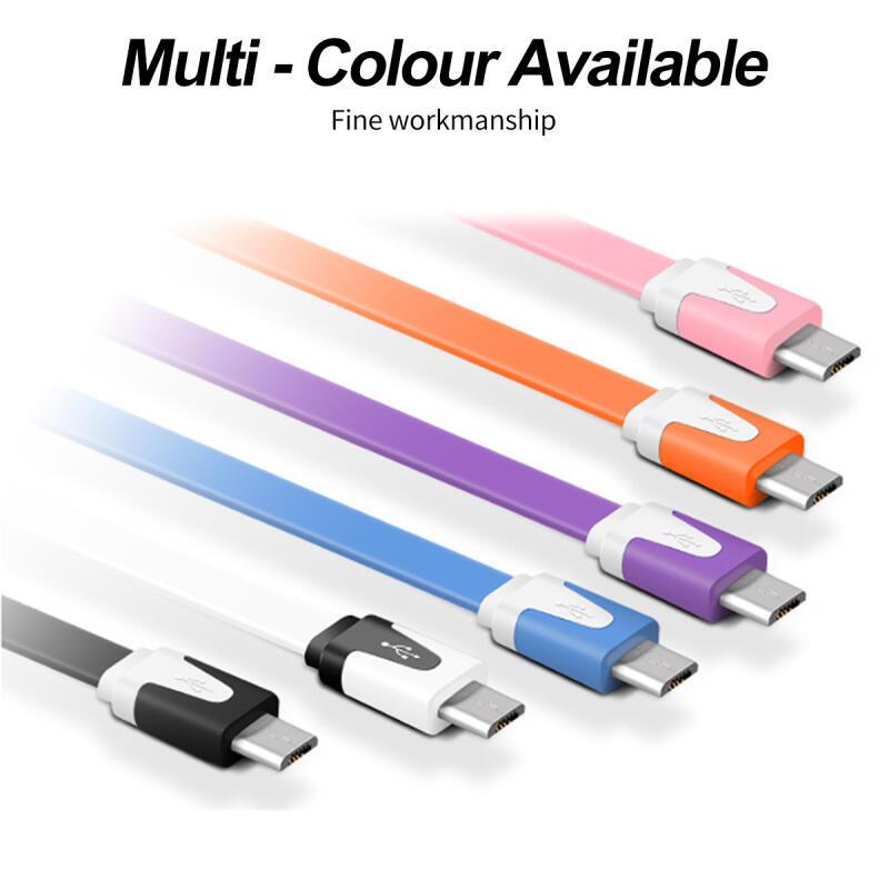 HdoorLink Micro USB Charger Cable Colorful Noodle Flat 1M Data Sync Cable for Xiaomi Android Wire Charging USB Cable