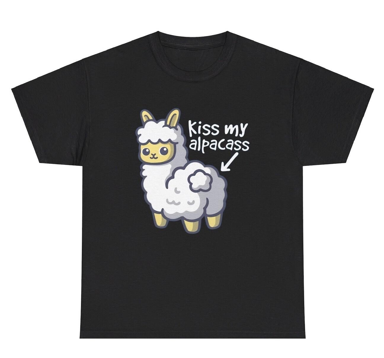 Kiss My Alpacass T Shirt Funny Inappropriate Alpaca Meme Joke Gift Graphic Tee XL