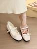 Gentle! Sweet Bow Word with Mary Jane Shoes Women's Spring Round Head Thick Heel Single Shoes