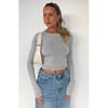Popular women's casual long-sleeve T-shirt, spring and autumn solid color slim-fit pullover T-shirt, women's streetwear base shirt top