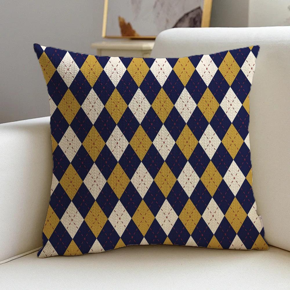 R-Rhombus Lattice Cushion Cover Cushion Cover Pillowcase, Anti-Mite Invisible Zipper, Linen Sofa Cushion