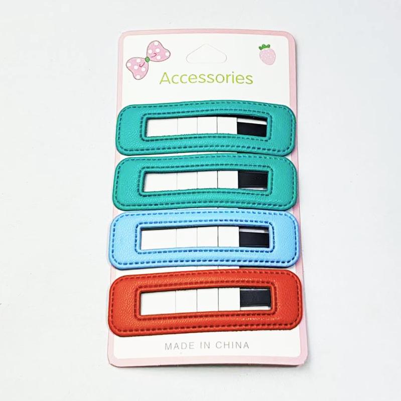 Square Leather Hairpin for Girls - Trendy Student Fashion Clip for Side Bangs and Back of Head