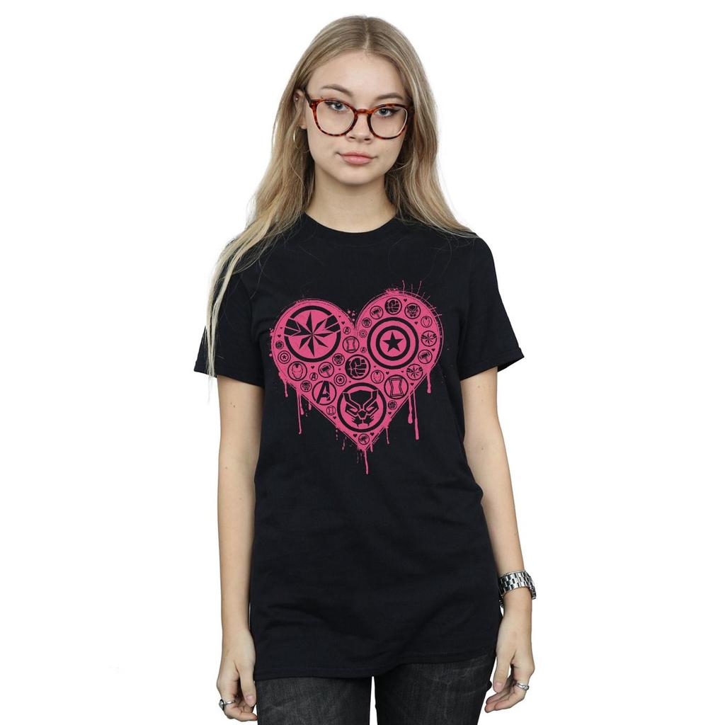 Marvel Womens/Ladies I Heart Avengers Cotton Boyfriend T-Shirt