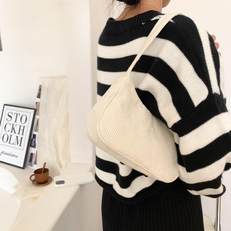 autumn and winter new portable small square bag plush shoulder fashion retro corduroy underarm baguette bag handbag