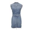 Sleeveless Blue Denim Fitted Dress Woman PLEASE
