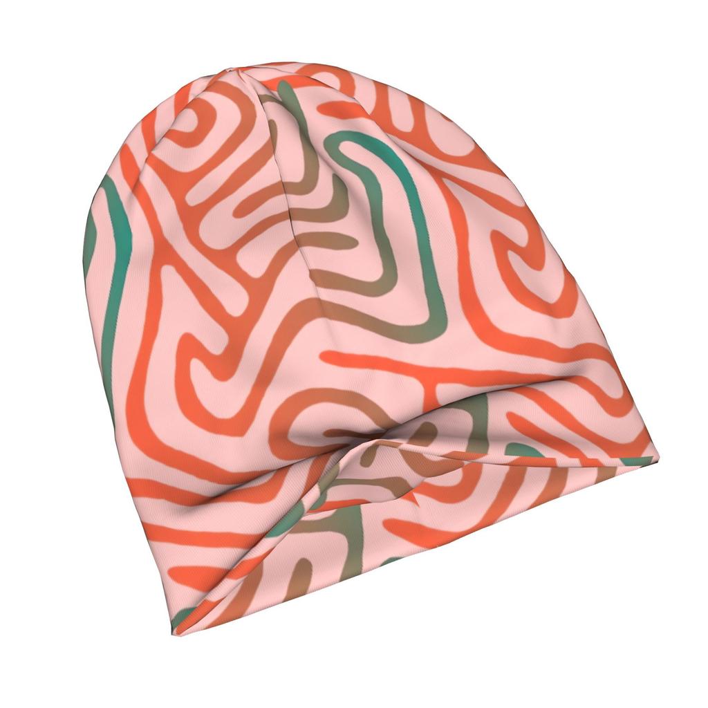 2D Flat Printing Coral Pattern Waves Stylish Adult Beanie for Layering with Fall Or Winter Outfits Brings Relaxed Charm to Streetwear Or Weekend Fashi