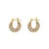 Custom Designer Stainless Steel Big Hoop Earrings Women Gold Plated Luxury Rhinestone Crystal CZ Diamond Trendy Pearled Style