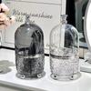 Porta pennelli da trucco trasparente con coperchio, girevole a 360°, antipolvere, organizer per pennelli da trucco, per scrivania, cosmetici, scatola portaoggetti