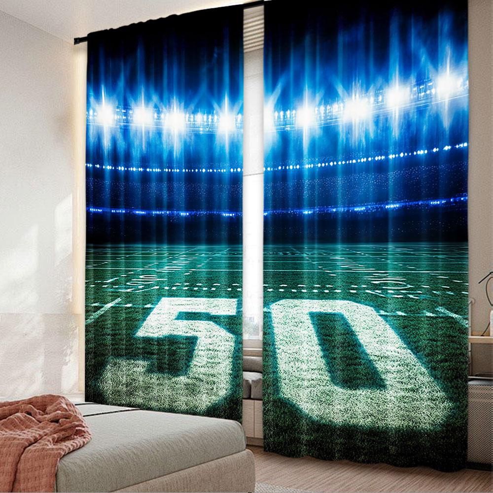 

2 шт. Футбольные шторы Спортивные шторы для окна футбольного поля Подходят для гостиной и спальни 29.53X65.35 дюймов 29x65in(75x166cm)