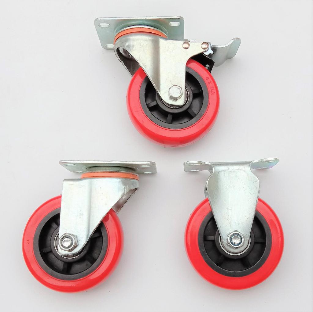 Shengxiang Eco-friendly Medium PVC Red Swivel & Fixed Caster Wheel