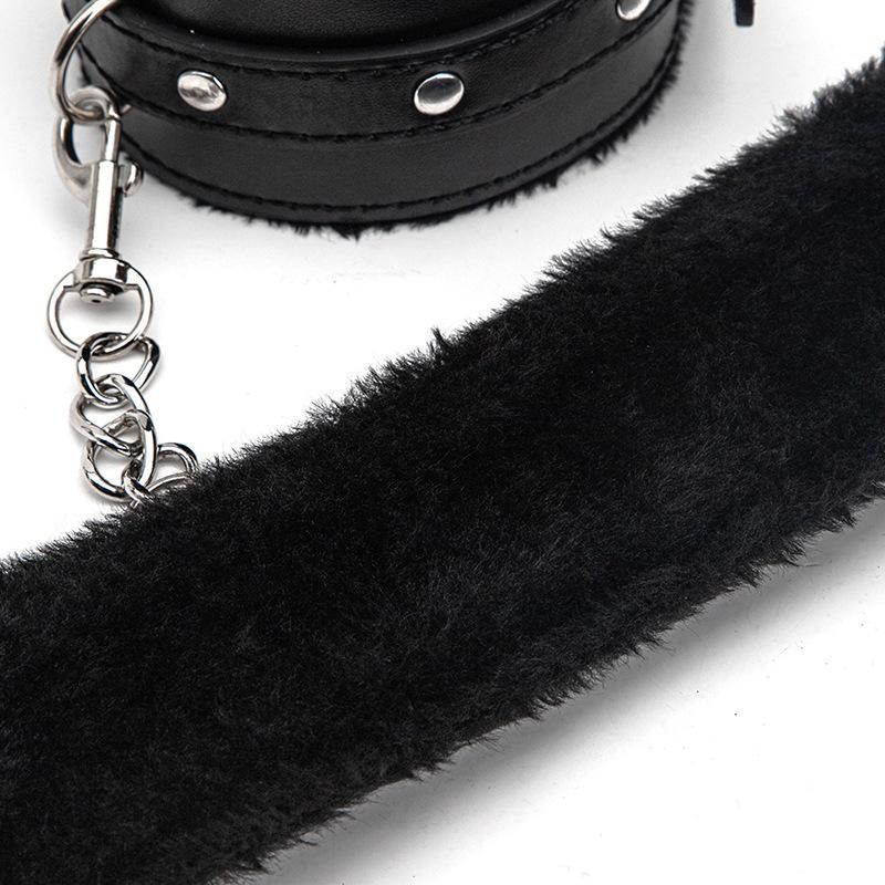 Sex toys sm props anti-back bondage cross buckle plush 3-piece set sm tuning binding handcuffs foot cuffs adult self bondage