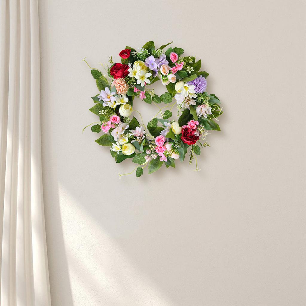 Frühlingskranz mit Eukalyptusblättern Lichtechter Künstlicher Blumenkranz für Haustür Eingangsbereich Wand Heimdeko