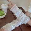 Sweet Style Lace Arm Sleeves with Bow Sparkling Rhinestone Glove Covers Pure Color Sun Protection Accessories for Women 2025 New