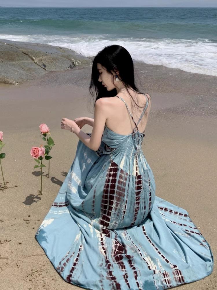 Women's Bohemian French-Style Summer Travel Dress - Elegant Beach & Vacation Wear