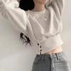 Spring and Autumn Casual Long-sleeved Short Round Neck Pullover Sweatshirt
