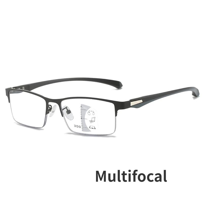 Trendy Vintage Multifocal Reading Glasses Blue Light Blocking Square Frame Presbyopia Men Women Near Far Bifocal Eyeglasses