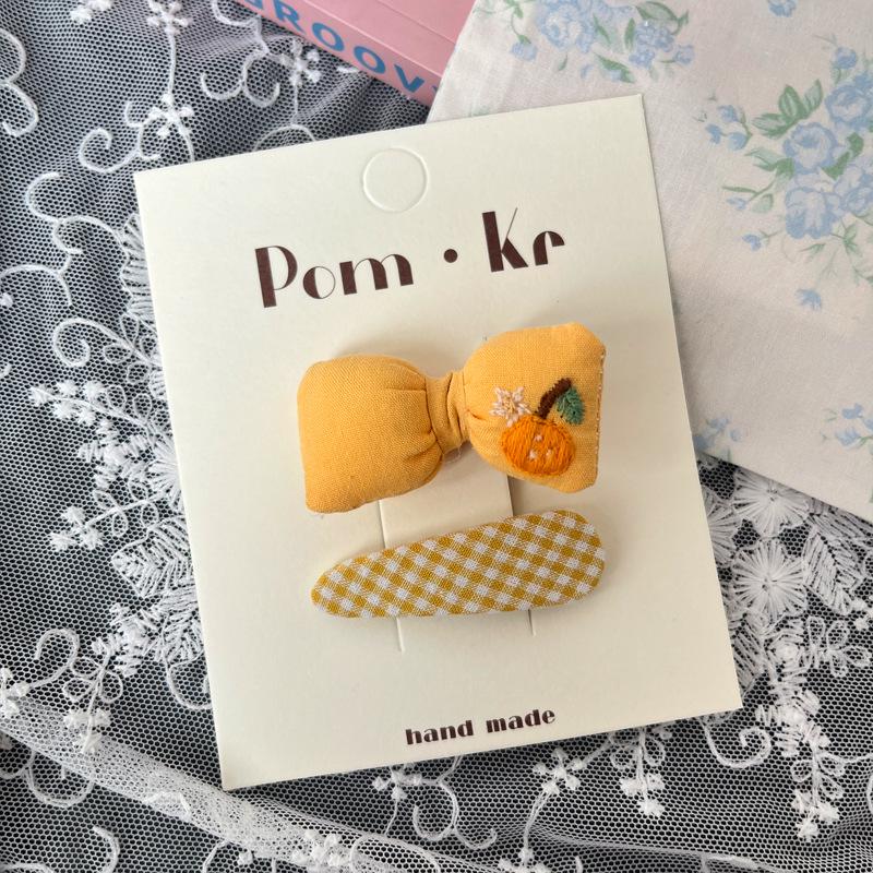 Cute Fruit Embroidered Gingham Hair Clip for Kids