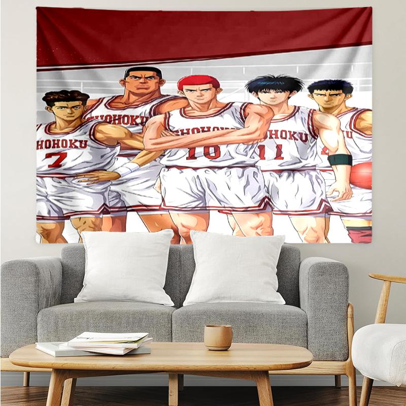 Slam-Dunk Print Tapestry, Backdrop, Easy Setup, Ideal for Bedroom, Office & Living Room, with Aesthetic Wall Hanging Decor.