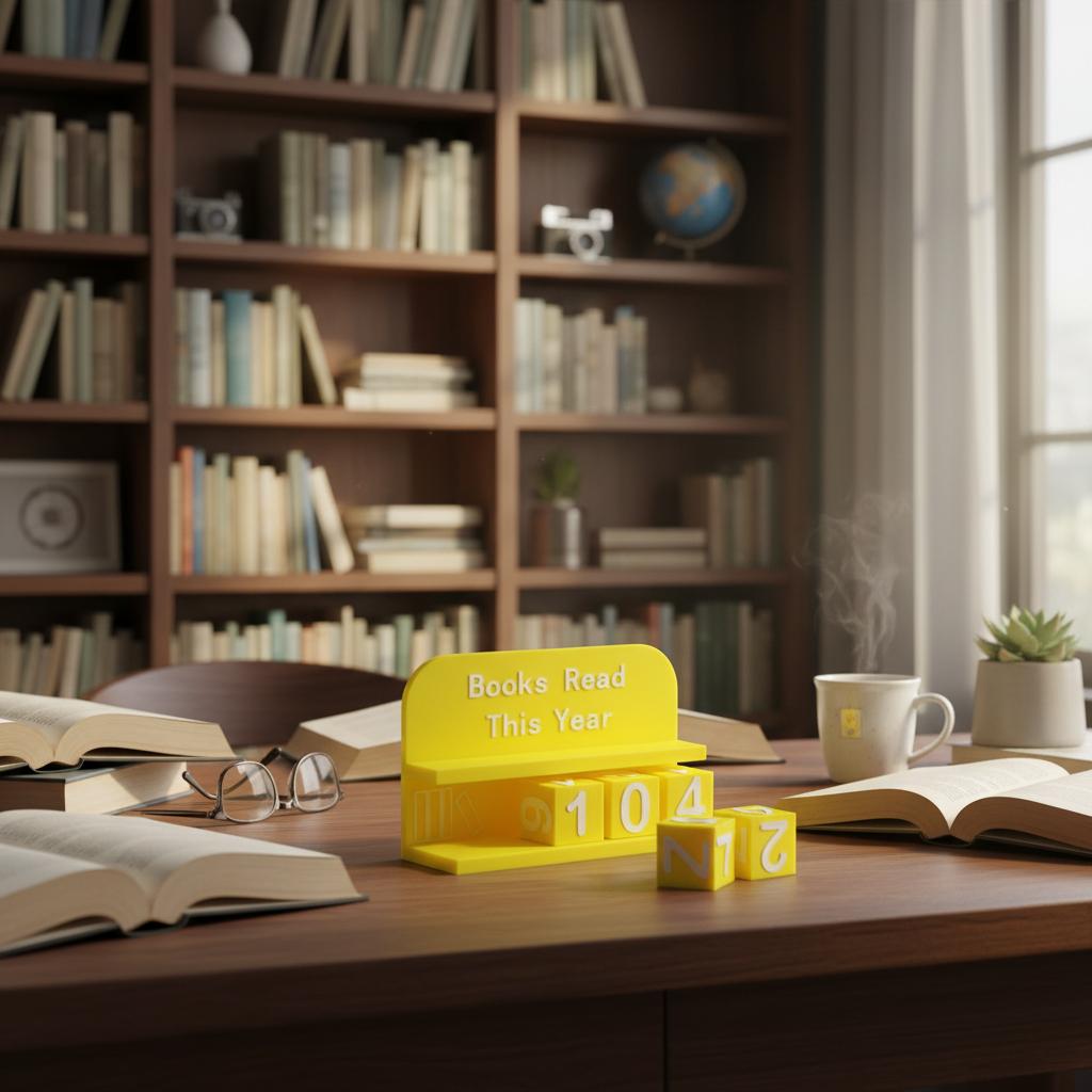 Read This Year Book Counter Decor 3D Printed Reading Tracker with Clear Text and Numbers for Desk Office Bookshelf Decoration