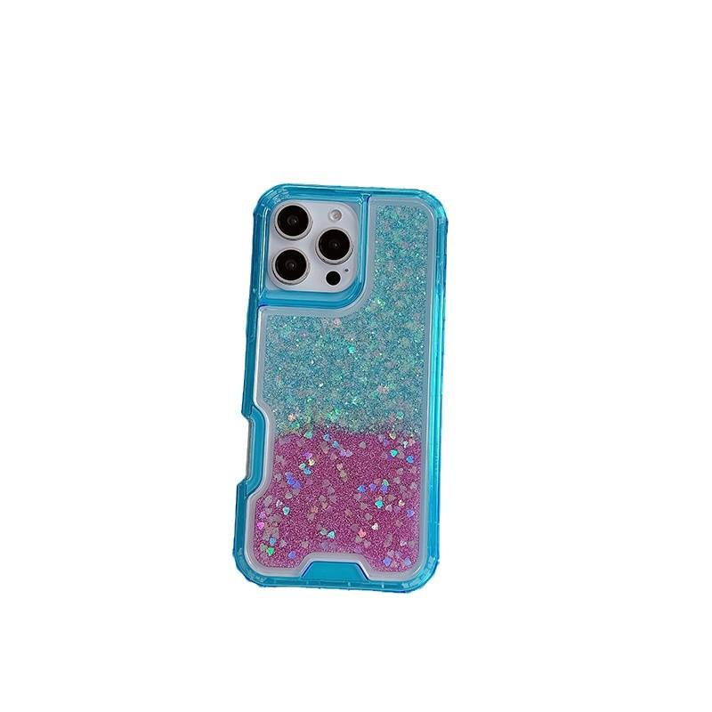 Three-proof Mobile Phone Case for IPhone16promax Colorful Three-in-one Glitter Glue Mobile Phone Case