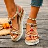 Women'S New Summer Sandals Classic Wedge Thick Sole Elevated Elastic Strap Open Toe Elegant Comfortable Sandals for Women
