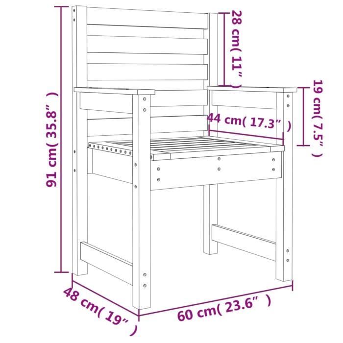VidaXL Garden Chairs 2 Pcs White 60x48x91 Cm Solid Pine Wood 824054