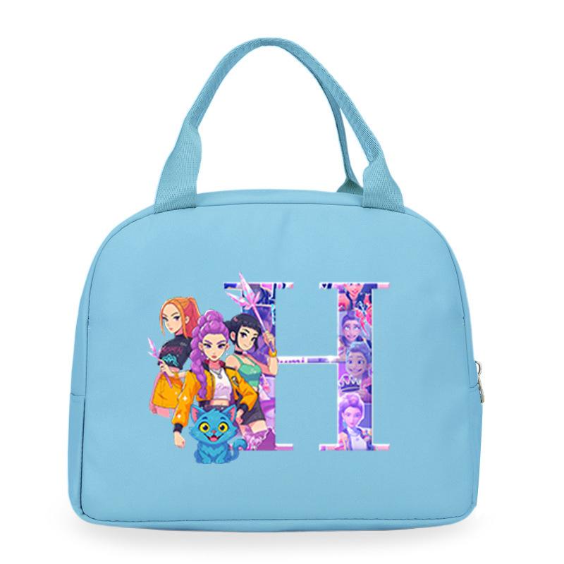 Trend Kpop Anime Cartoon Peripheral 26 Letter Printing Bento Bag Commuter Portable Lunch Box Bag
