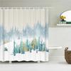 Winter Forest Shower Curtains Snow-covered Pine Alpine Peaks Idyllic Early Morning Scenery Seasonal Christmas Elk Bathroom Decor