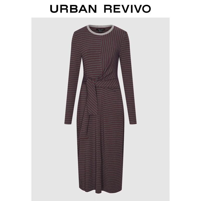 

UR Women s Casual Color-block Striped Bandage A-line Dress M