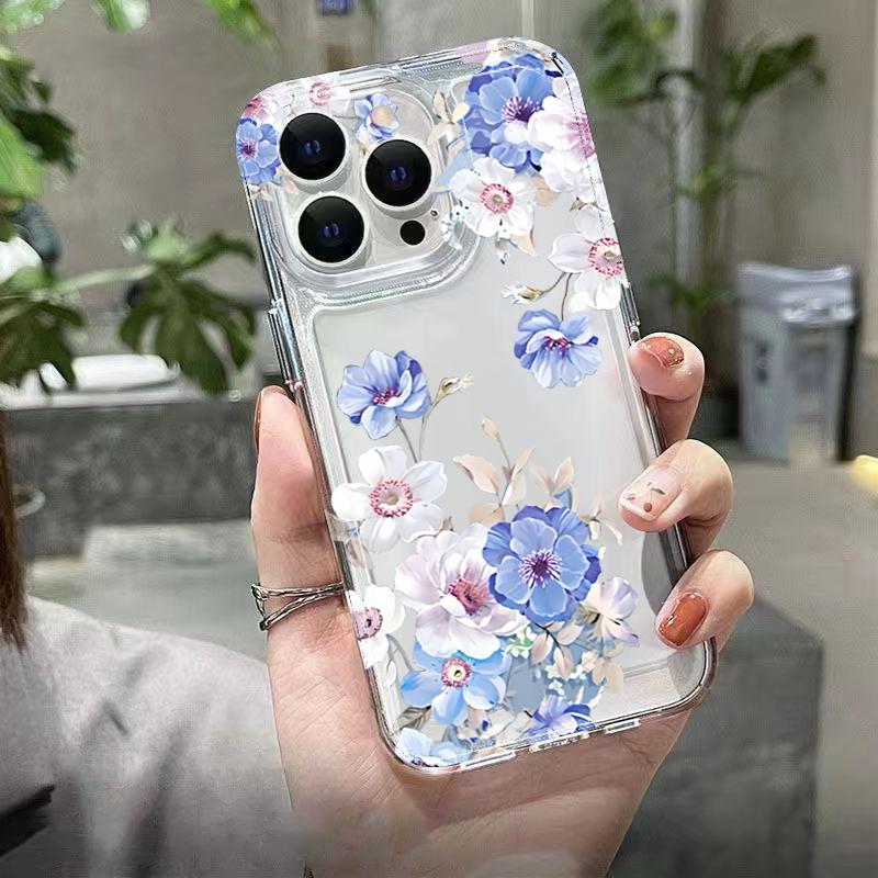 Flowers Phone Case For Xiaomi Redmi Note 14 13 12 Pro Plus 5G 12S 11 10 Redmi 13 12 14C 13C 12C Transparent Shockproof TPU Cover
