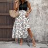 Women's Casual And Fashionable V-neck  Sleeveless Printing Mid Length Dress