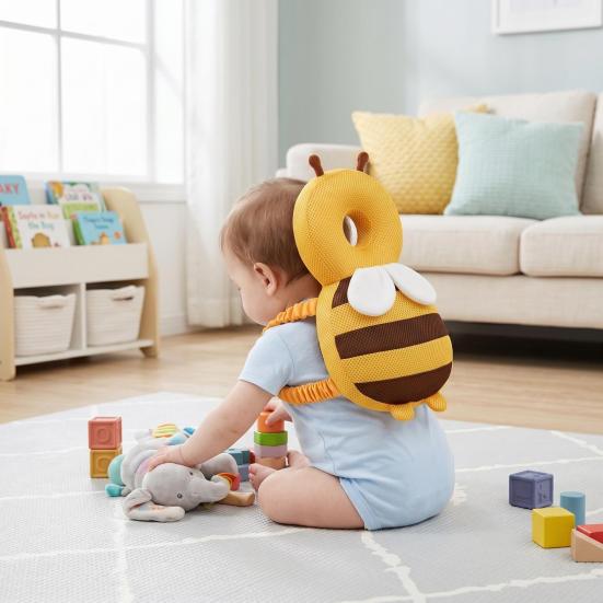 Baby Head Protector Backpack, Cute Animal Soft Cushion Prevents Babies Backward Fall, Breathable Stuffed Backpack Pad for Toddlers Head Protection