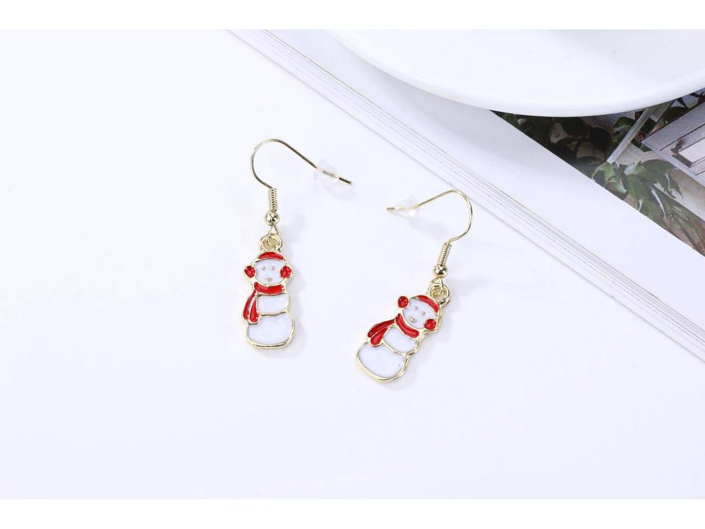 European American Christmas Snowman Stud Earrings - Simple Sweet Design
