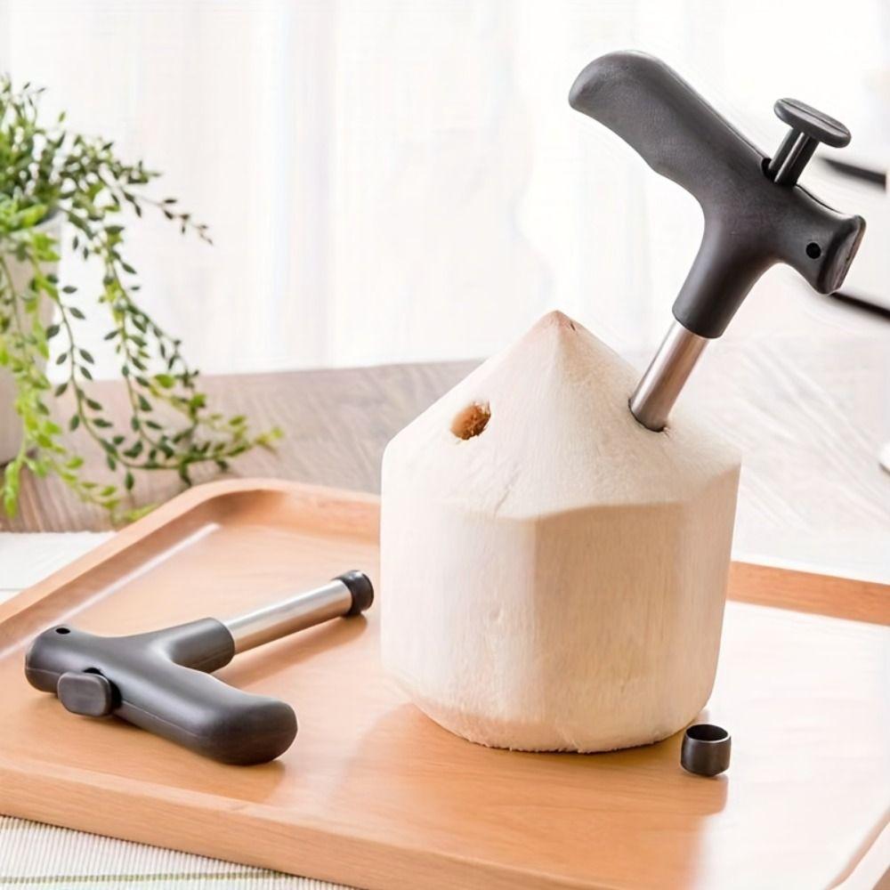 Plastic Handle Coconut Opener Stainless Steel Coconut Opening Tool Easy and Fast Kitchen
