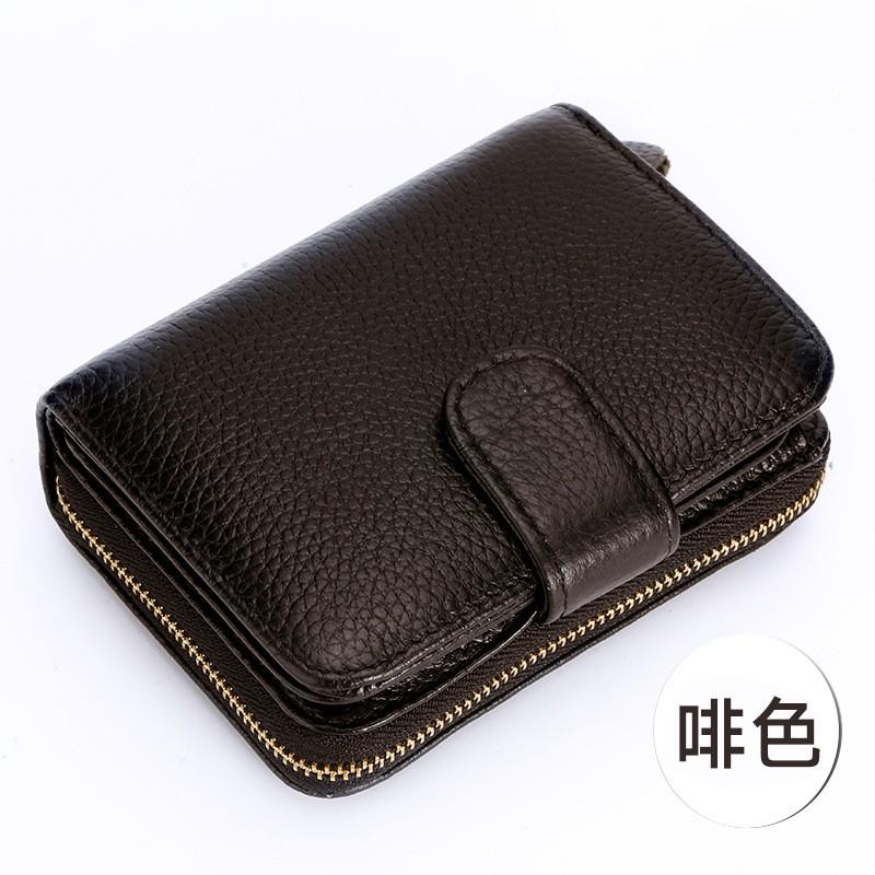 Genuine Leather RFID Blocking Wallet Men Women Short Slim Card Holder ID Case With Zipper