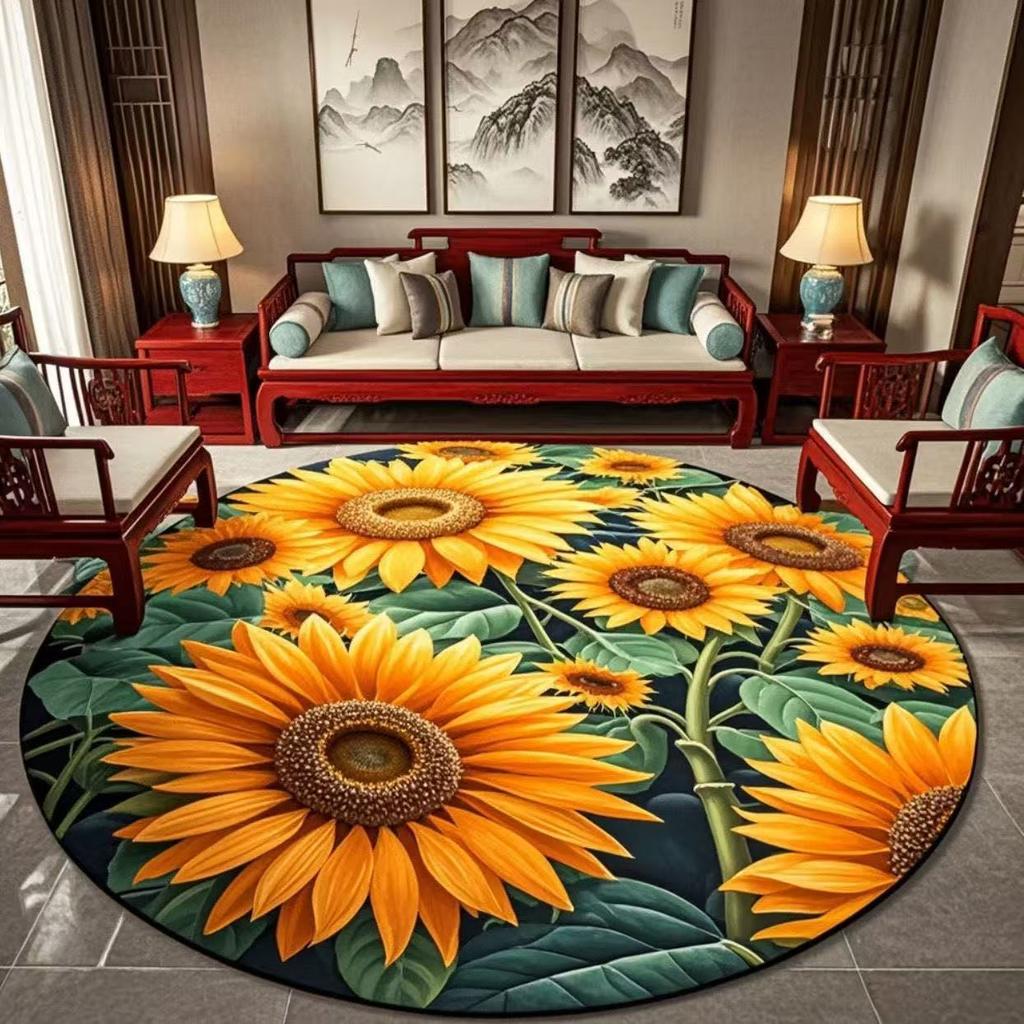 3D Flower Crystal Velvet Floor Mat, Living Room Coffee Table Foot Mat, Cloakroom Premium Sense Floor Mat, Non-Slip And Cool Mat