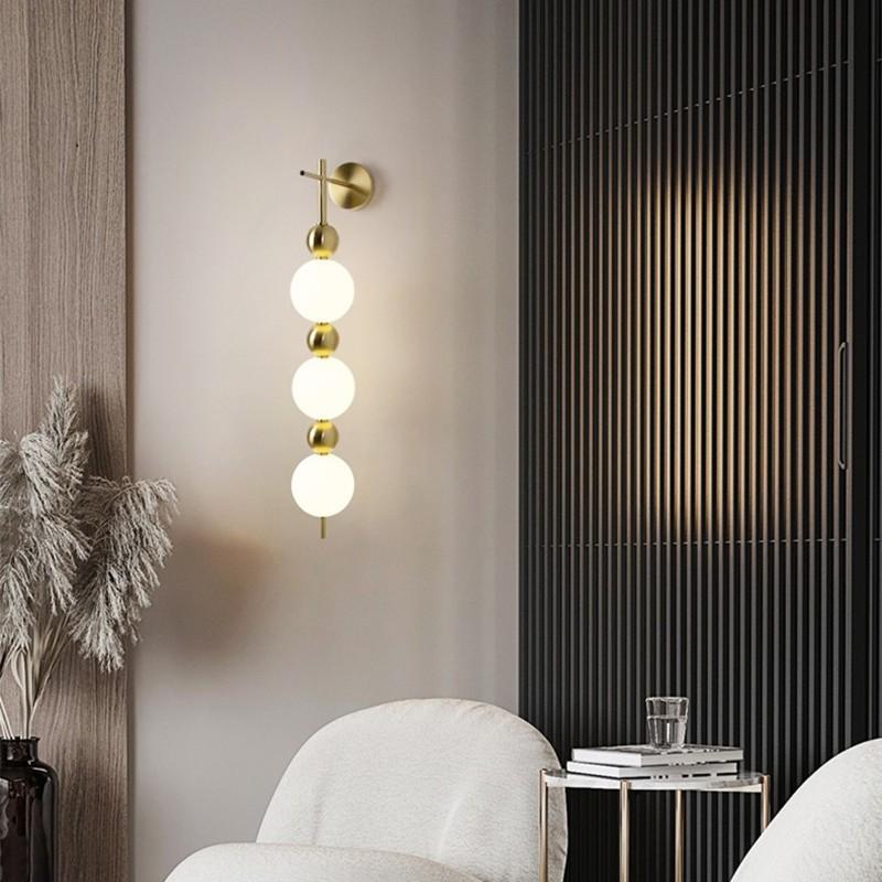 New Design LED Wall Lamp White Acrylic Ball Gold Metal Wall Lights For Bedrooom Parlor Aisle Corridor Lighting Fixtures Sconce